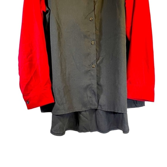 SHEIN Women's Top Size 3XL Black Burgundy Button-Down Long Sleeve - Picture 3 of 12